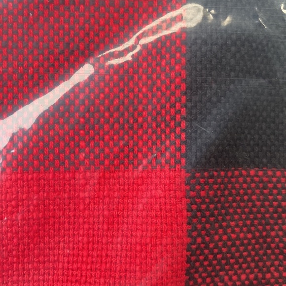 Pottery Barn Red and Black Bryce Sherpa Back Check Pillow Cover - Picture 4 of 15